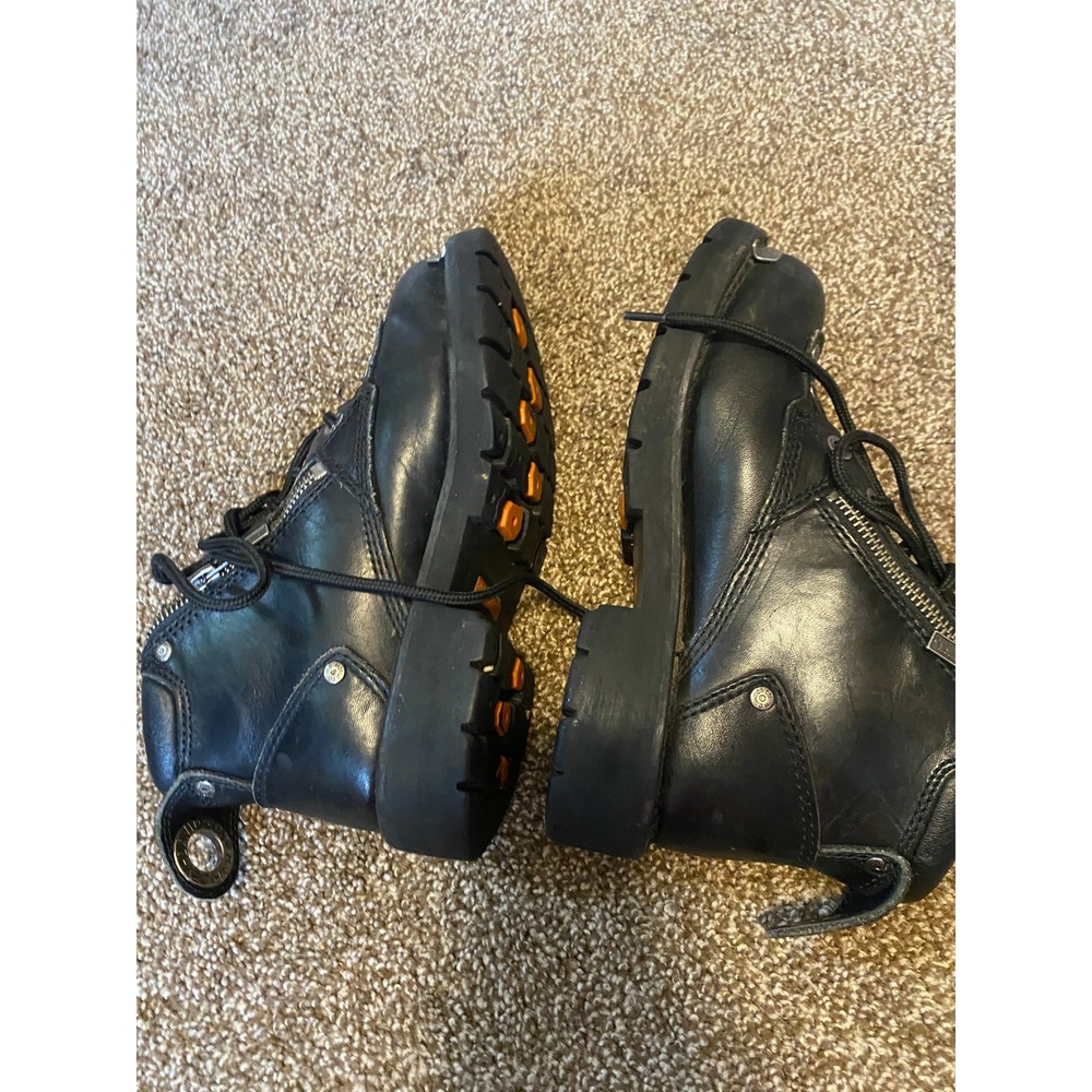Vintage Harley Davidson Boots Leather Combat 6.5 Black Biker Metal Grunge Y2K - Picture 5 of 10
